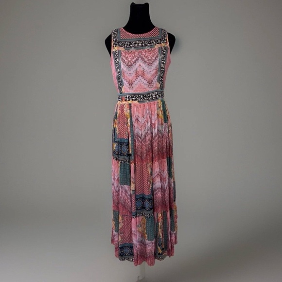 Anthropologie Alessandra Maxi Dress Bhanuni Jyoti Sz 6 Small Boho Beaded Tiered - Picture 2 of 16